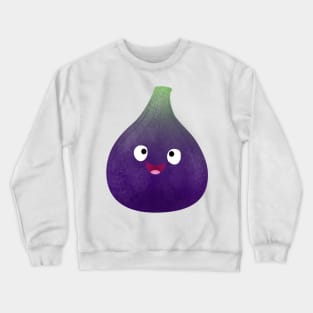 Cute happy purple fig fruit cartoon Crewneck Sweatshirt